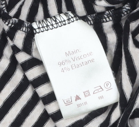 Phase Eight Women's Black Striped Cowl Neck 3/4 Sleeve Jersey Top Size 10