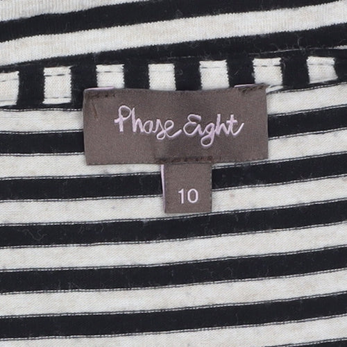Phase Eight Women's Black Striped Cowl Neck 3/4 Sleeve Jersey Top Size 10