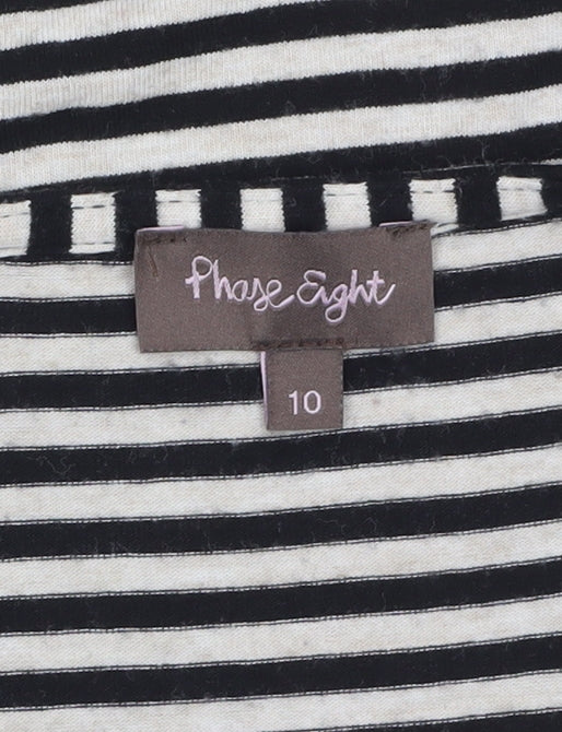 Phase Eight Women's Black Striped Cowl Neck 3/4 Sleeve Jersey Top Size 10