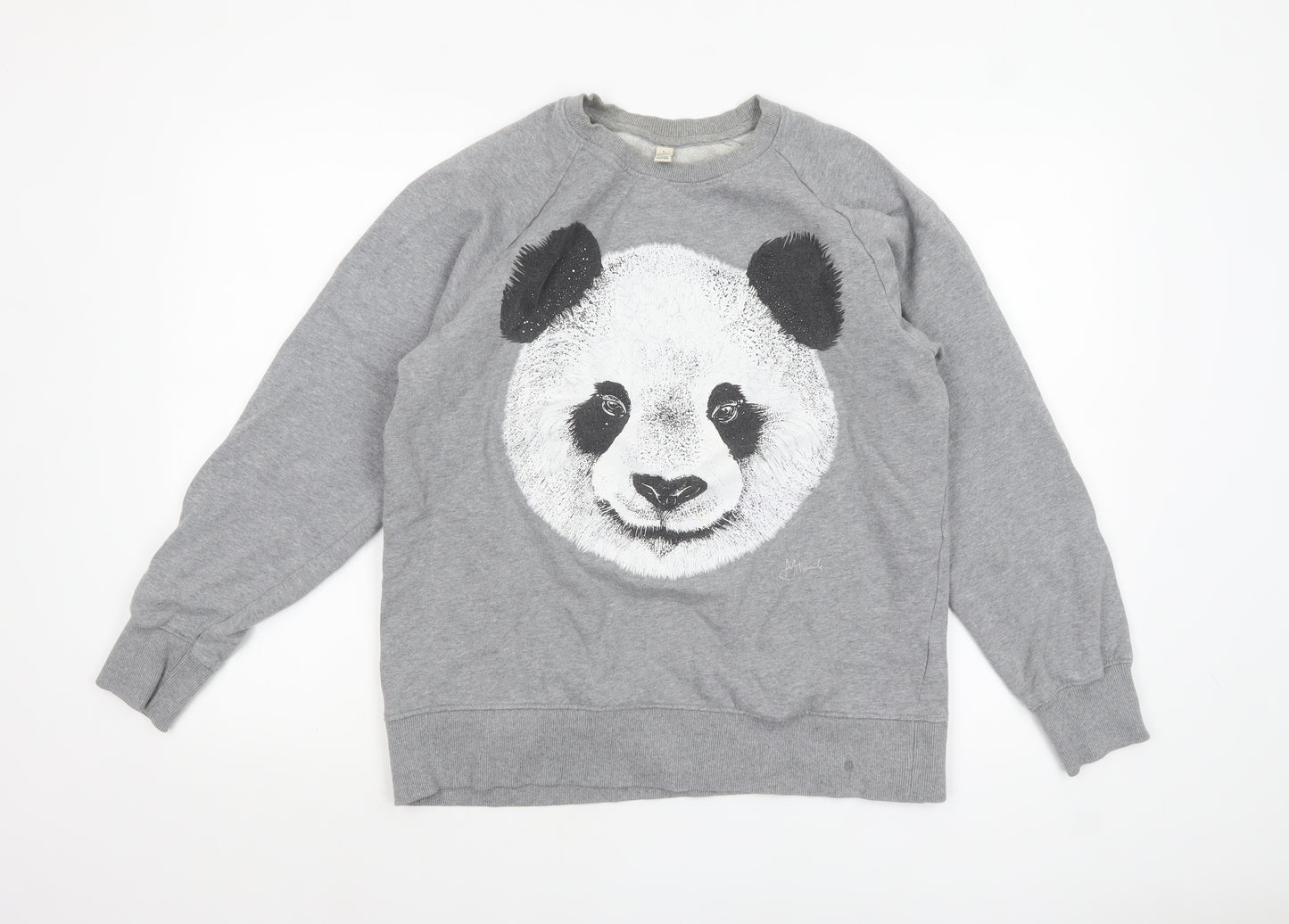 Earth Positive Women's Grey Panda Graphic Pullover Sweatshirt L