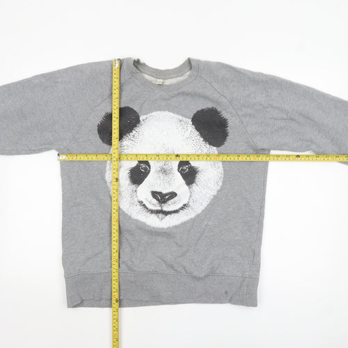 Earth Positive Women's Grey Panda Graphic Pullover Sweatshirt L
