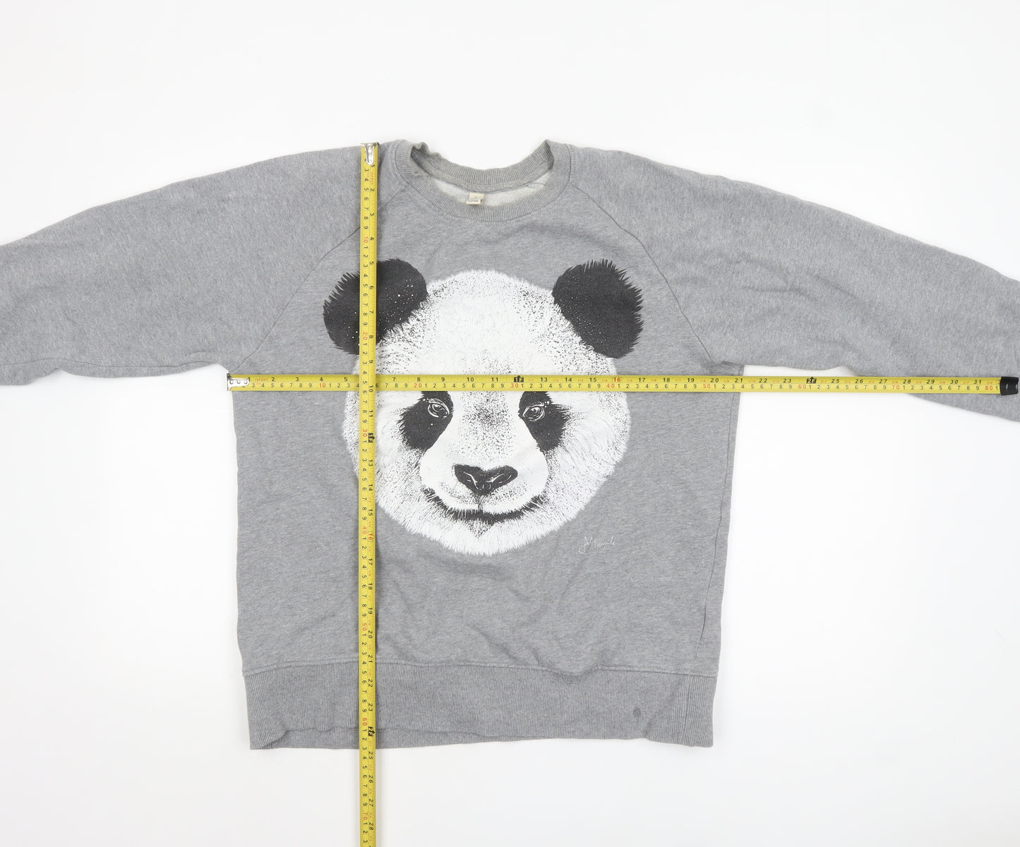 Earth Positive Women's Grey Panda Graphic Pullover Sweatshirt L