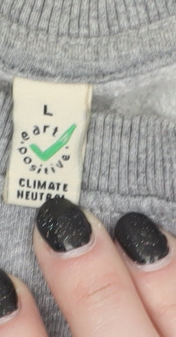 Earth Positive Women's Grey Panda Graphic Pullover Sweatshirt L