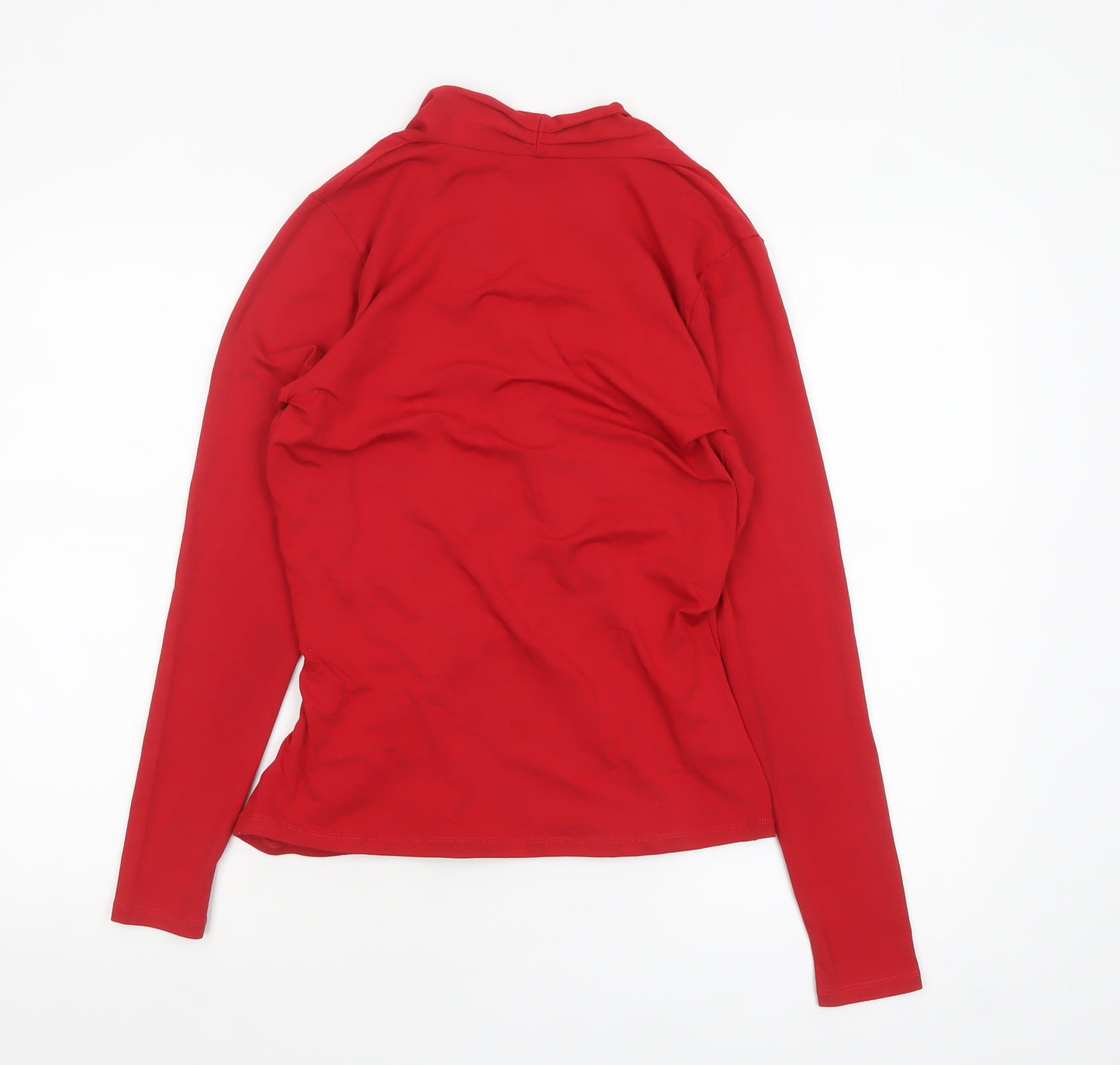 Pure Collection Women Red Wrap Jersey Blouse Size 16 Long Sleeve