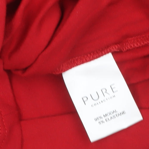 Pure Collection Women Red Wrap Jersey Blouse Size 16 Long Sleeve