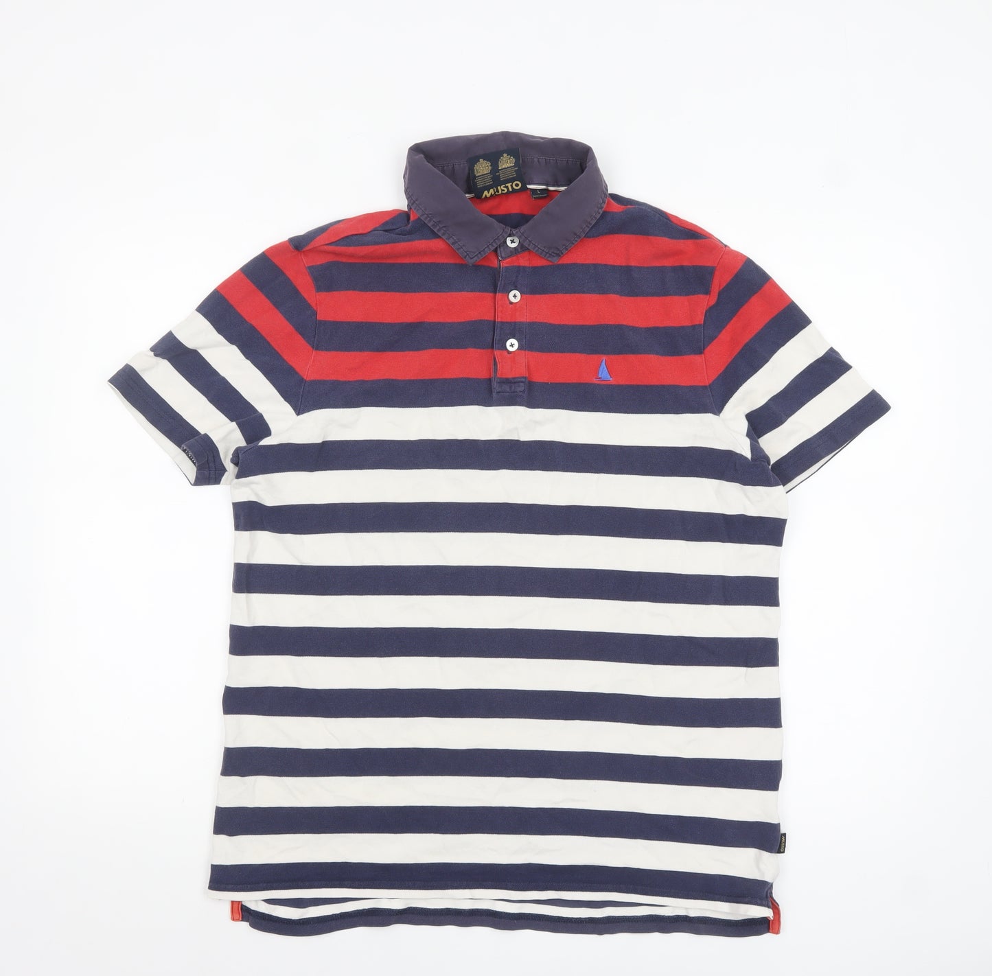Musto Men's Multicoloured Striped Cotton Polo Shirt L