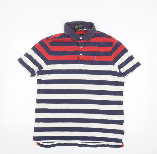 Musto Men's Multicoloured Striped Cotton Polo Shirt L