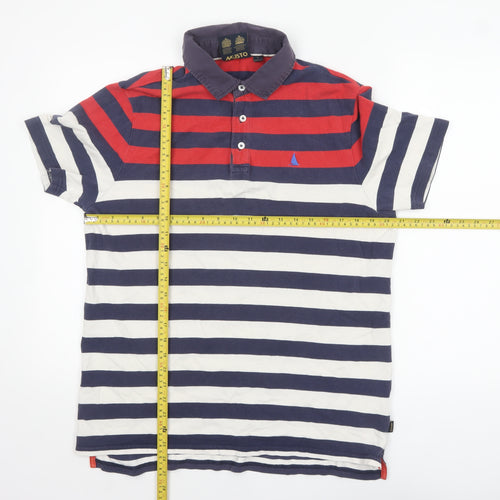 Musto Men's Multicoloured Striped Cotton Polo Shirt L