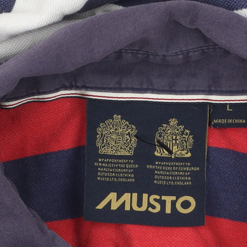 Musto Men's Multicoloured Striped Cotton Polo Shirt L