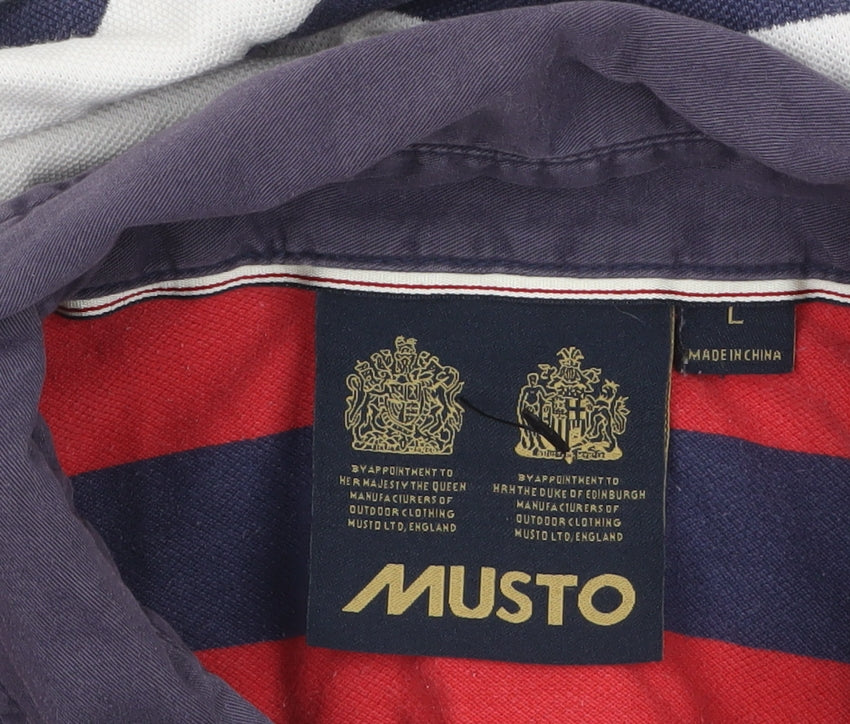 Musto Men's Multicoloured Striped Cotton Polo Shirt L