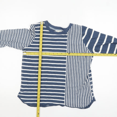 White Stuff Women's Blue Striped Long Sleeve Cotton T-Shirt UK 10