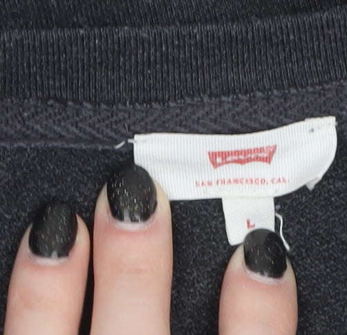 Levi's Women's Black Cotton Blend Logo Crew Neck Sweatshirt L