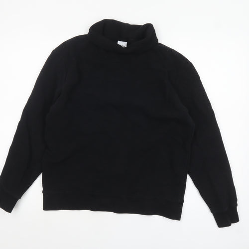 Zara Women Black Roll Neck Ribbed Cotton Sweatshirt M