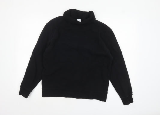 Zara Women Black Roll Neck Ribbed Cotton Sweatshirt M
