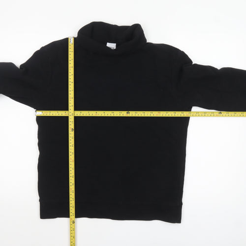 Zara Women Black Roll Neck Ribbed Cotton Sweatshirt M