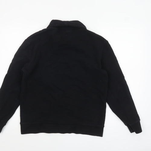 Zara Women Black Roll Neck Ribbed Cotton Sweatshirt M