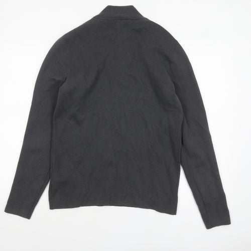 Kin Men's Black Cotton 1/2 Zip High Neck Jumper Size M