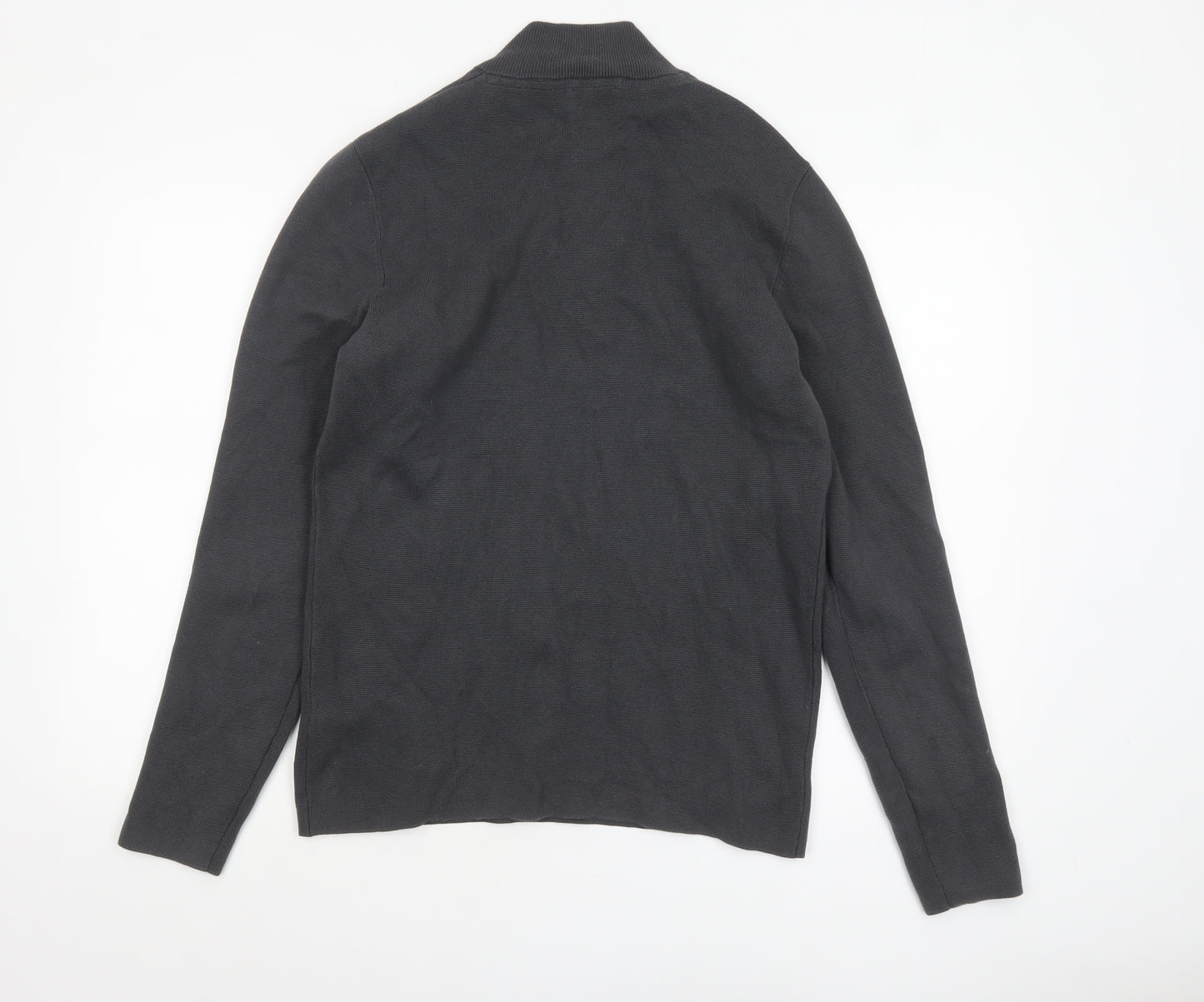 Kin Men's Black Cotton 1/2 Zip High Neck Jumper Size M