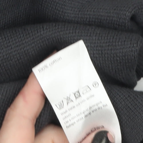 Kin Men's Black Cotton 1/2 Zip High Neck Jumper Size M
