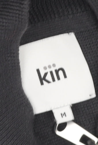 Kin Men's Black Cotton 1/2 Zip High Neck Jumper Size M