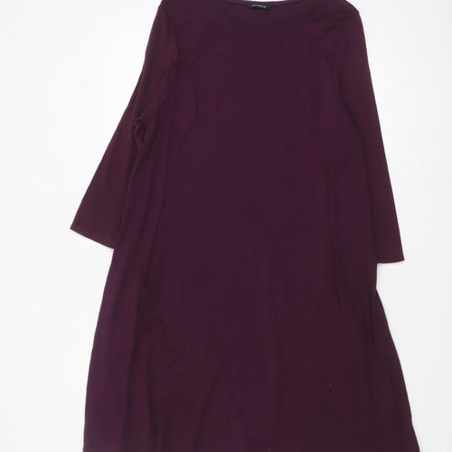 Roman Women Purple A-Line Jersey Dress Size 14 3/4 Sleeve