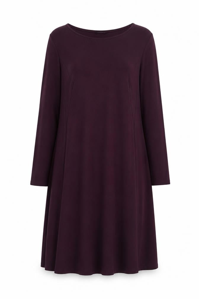 Roman Women Purple A-Line Jersey Dress Size 14 3/4 Sleeve