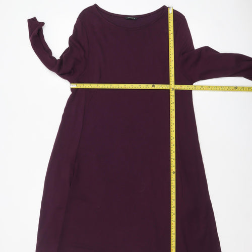 Roman Women Purple A-Line Jersey Dress Size 14 3/4 Sleeve