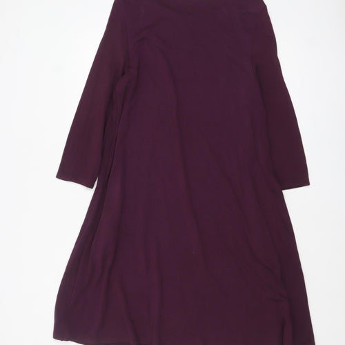 Roman Women Purple A-Line Jersey Dress Size 14 3/4 Sleeve