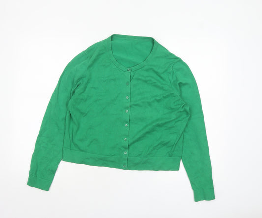 Hobbs Women’s Green Cotton Knit Cardigan L Long Sleeve