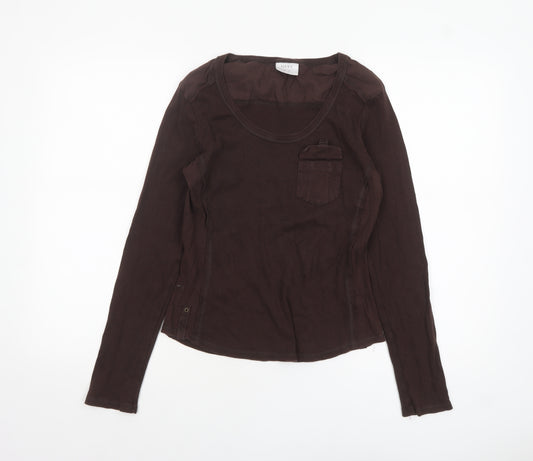 Next Women Brown Long Sleeve Cotton Jersey Top UK 16