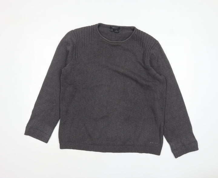 DKNY Men's Grey Cotton Crew Neck Pullover Jumper Size M