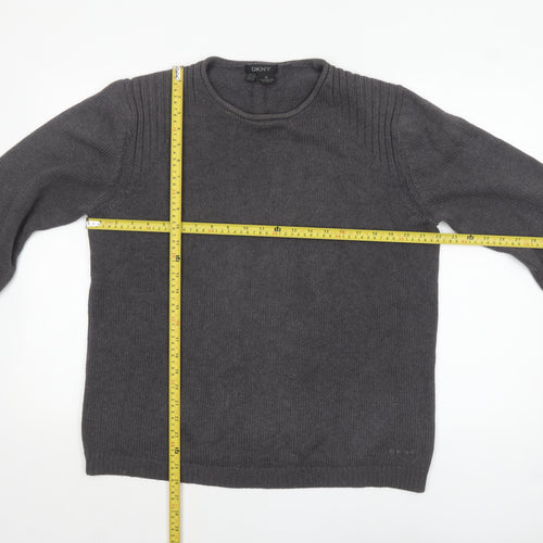 DKNY Men's Grey Cotton Crew Neck Pullover Jumper Size M