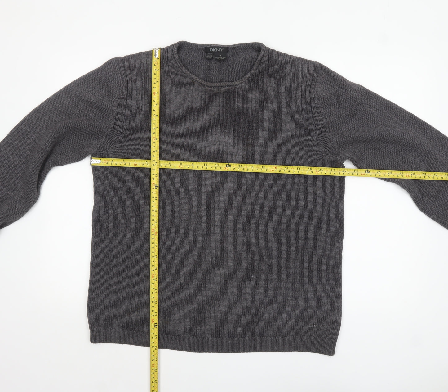 DKNY Men's Grey Cotton Crew Neck Pullover Jumper Size M