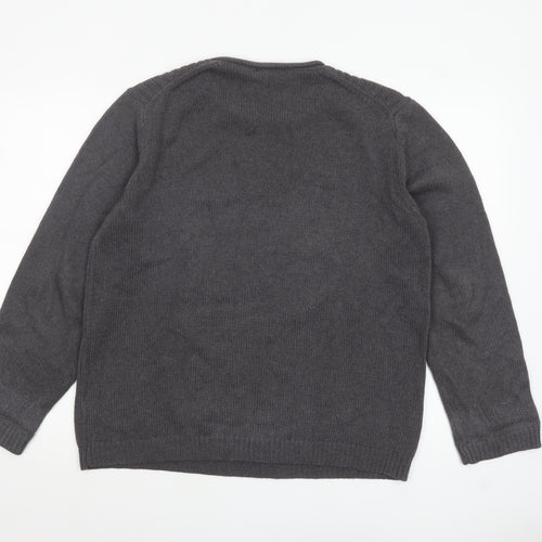DKNY Men's Grey Cotton Crew Neck Pullover Jumper Size M