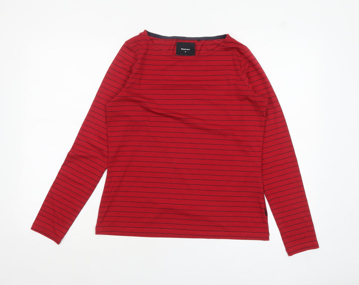 Rohan Womens Red Striped Long Sleeve Basic Boat Neck Top M
