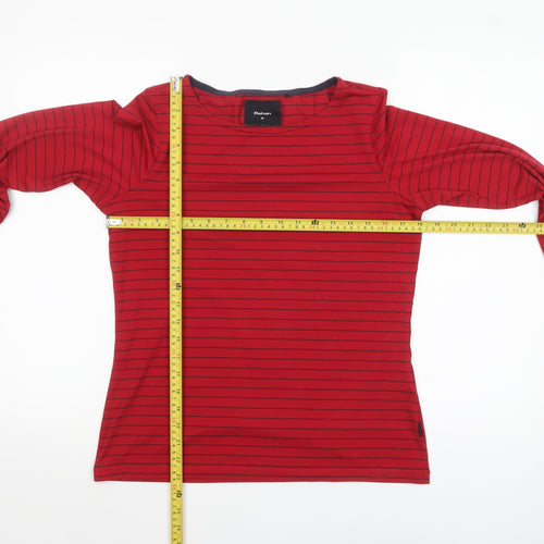 Rohan Womens Red Striped Long Sleeve Basic Boat Neck Top M