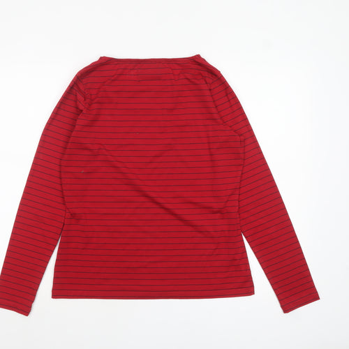 Rohan Womens Red Striped Long Sleeve Basic Boat Neck Top M