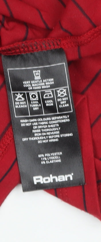 Rohan Womens Red Striped Long Sleeve Basic Boat Neck Top M