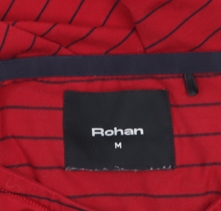 Rohan Womens Red Striped Long Sleeve Basic Boat Neck Top M