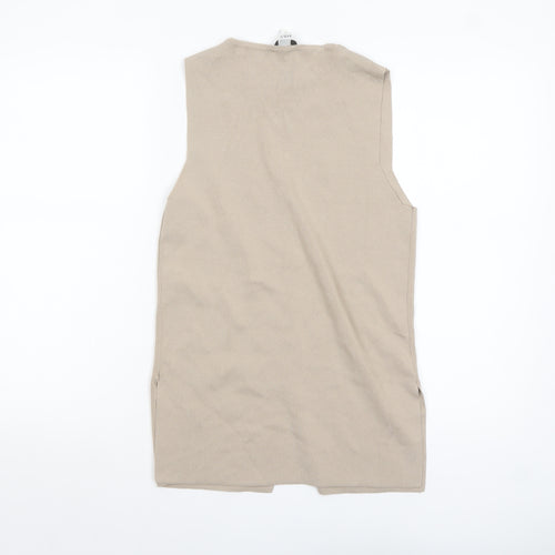 Marks and Spencer Women’s Beige Sleeveless Button-Up Knit Top Size S