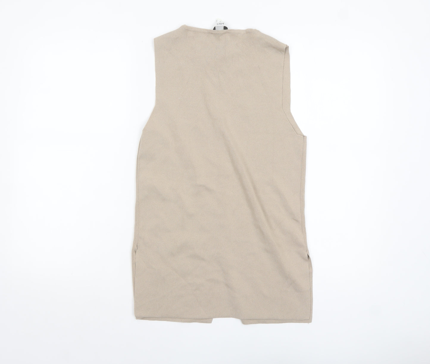 Marks and Spencer Women’s Beige Sleeveless Button-Up Knit Top Size S