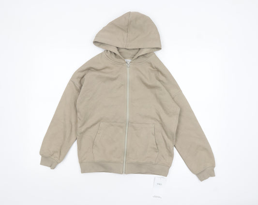 Marks and Spencer Boys Beige Full Zip Hoodie 10-11 Years Cotton Blend