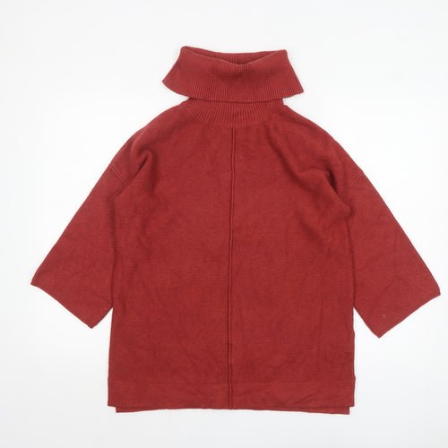 Monsoon Women Red Roll Neck 3/4 Sleeve Pullover Jumper M