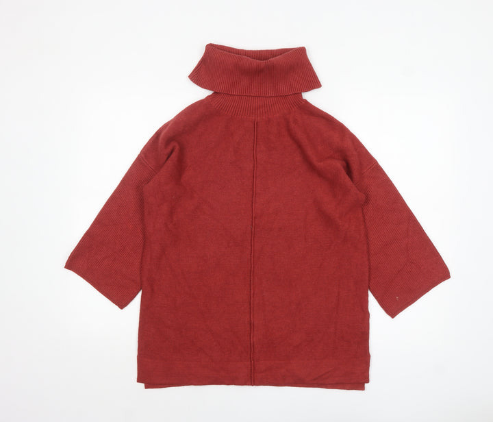 Monsoon Women Red Roll Neck 3/4 Sleeve Pullover Jumper M