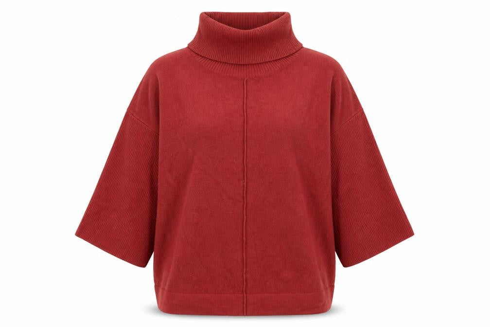 Front view of Monsoon Women Red Roll Neck 3/4 Sleeve jumper M