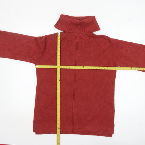 Monsoon Women Red Roll Neck 3/4 Sleeve Pullover Jumper M