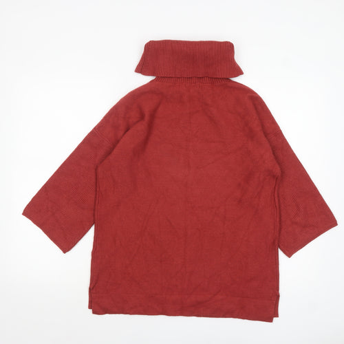 Monsoon Women Red Roll Neck 3/4 Sleeve Pullover Jumper M