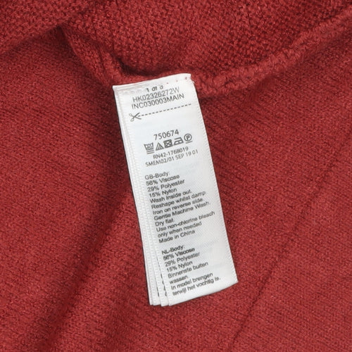 Monsoon Women Red Roll Neck 3/4 Sleeve Pullover Jumper M