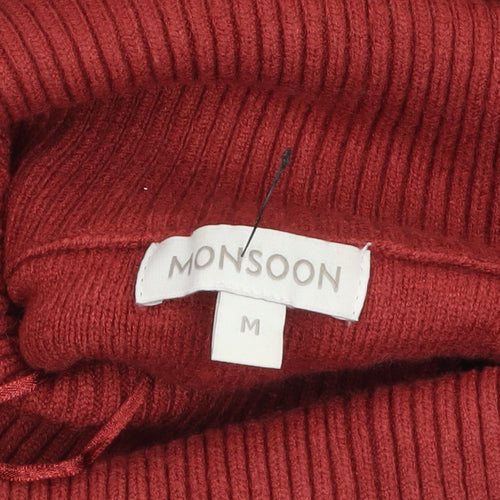 Monsoon Women Red Roll Neck 3/4 Sleeve Pullover Jumper M