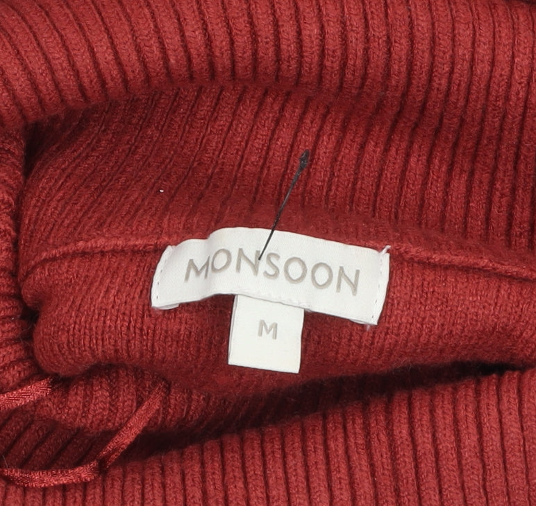Monsoon Women Red Roll Neck 3/4 Sleeve Pullover Jumper M